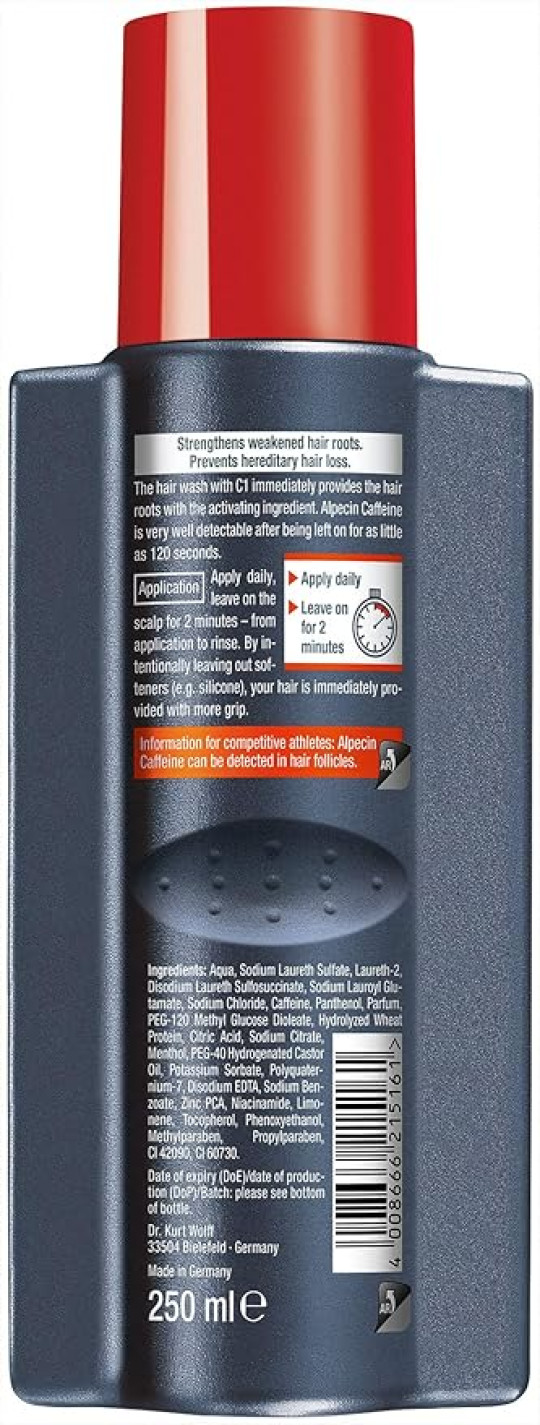 شامپو تقویت کننده و ضد ریزش مو آلپسین مدل Caffeine C1 حجم 250 میلی لیتر 2