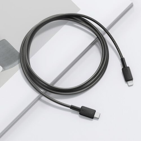 کابل تبدیل USB-C به لایتنینگ Anker 322، دارای گواهی MFi برای آیفون‌های 15، 14، 13، 12، 11، آیپد و ایرپاد - کابل همگام‌سازی داده و شارژ سریع بادوام، طول بلند - مشکی، 180 سانتی‌متر 2