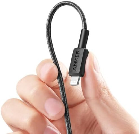 کابل تبدیل USB-C به لایتنینگ Anker 322، دارای گواهی MFi برای آیفون‌های 15، 14، 13، 12، 11، آیپد و ایرپاد - کابل همگام‌سازی داده و شارژ سریع بادوام، طول بلند - مشکی، 180 سانتی‌متر 3